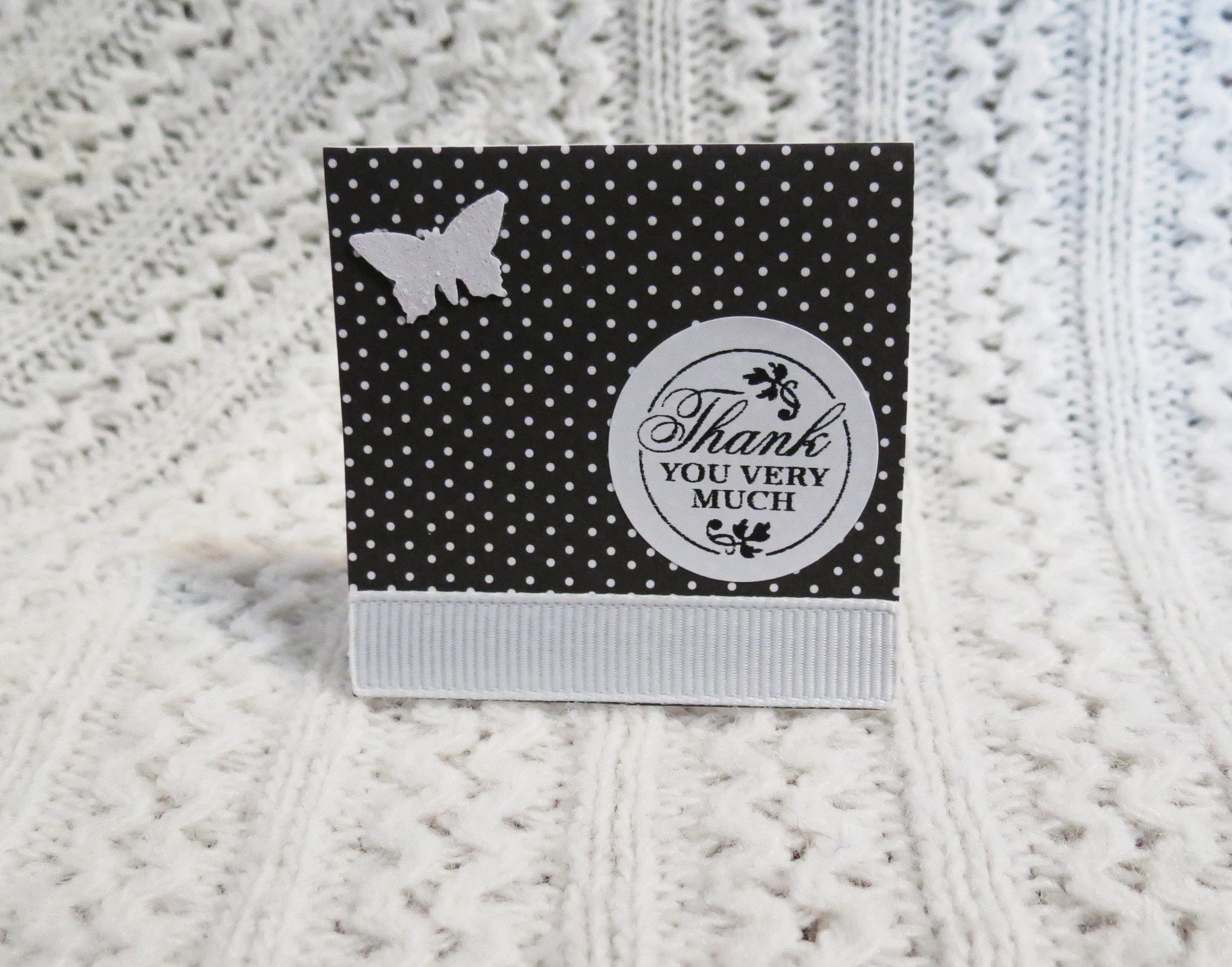 Black and White Handmade Mini Thank You Cards With Polka Dots and ...