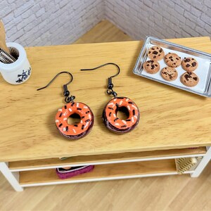 Chocolate donut with sprinkles earrings