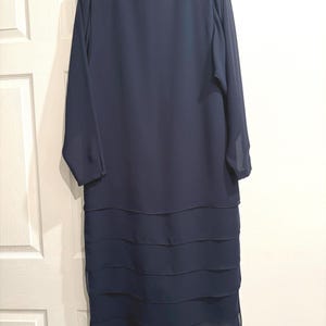 VTG 80s/90s Pierre Cardin From Neiman Marcus Ladies Dress Navy Blue Layered Size 10 Made in Hong Kong.