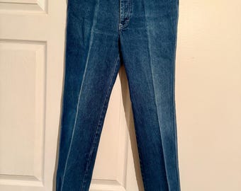 VTG Sergio Valente blauwe herenjeans met rechte pijpen, maat 32 x 30