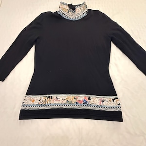 Roberto Cavalli Pullover Black & Floral Silk Details Women Size EU 44 - PTP-18”