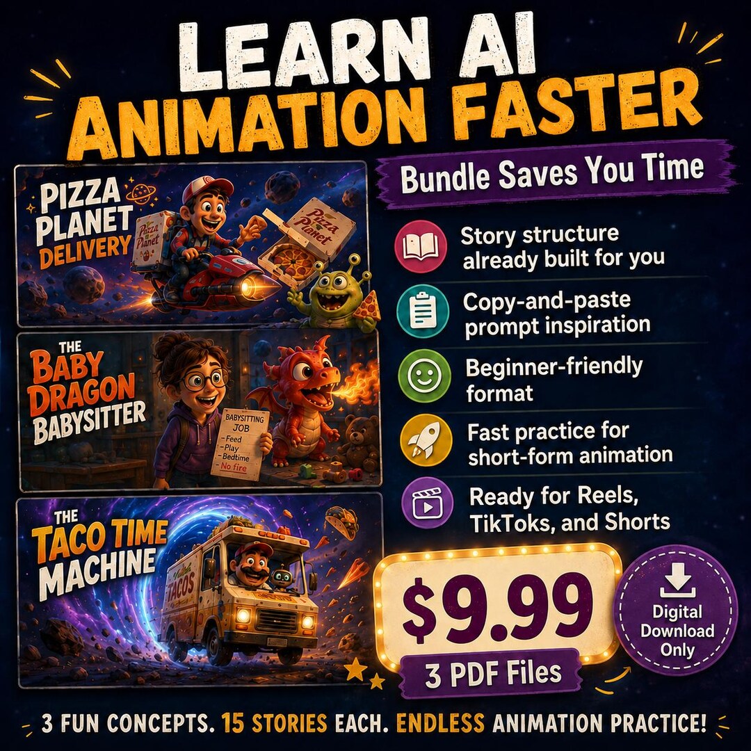 AI Animation Prompt Bundle | 3 Storyboard PDF Pack | Seedance 2.0 Video ...