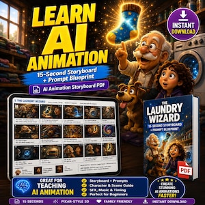 AI-animatieprompt pdf | Storyboard-blauwdruk van 15 seconden in Pixar-stijl | Seedance 2.0-videopromptgids | Digitale download voor videomakers