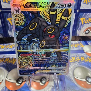 Pokémon TCG 1:a upplagan Team Rocket Charizard Blastoise Venusaur Lugia Mew Umbreon Eeveelution Vmax Replika Kort Högkvalitativa Holografiska Stain Glass Umbreon