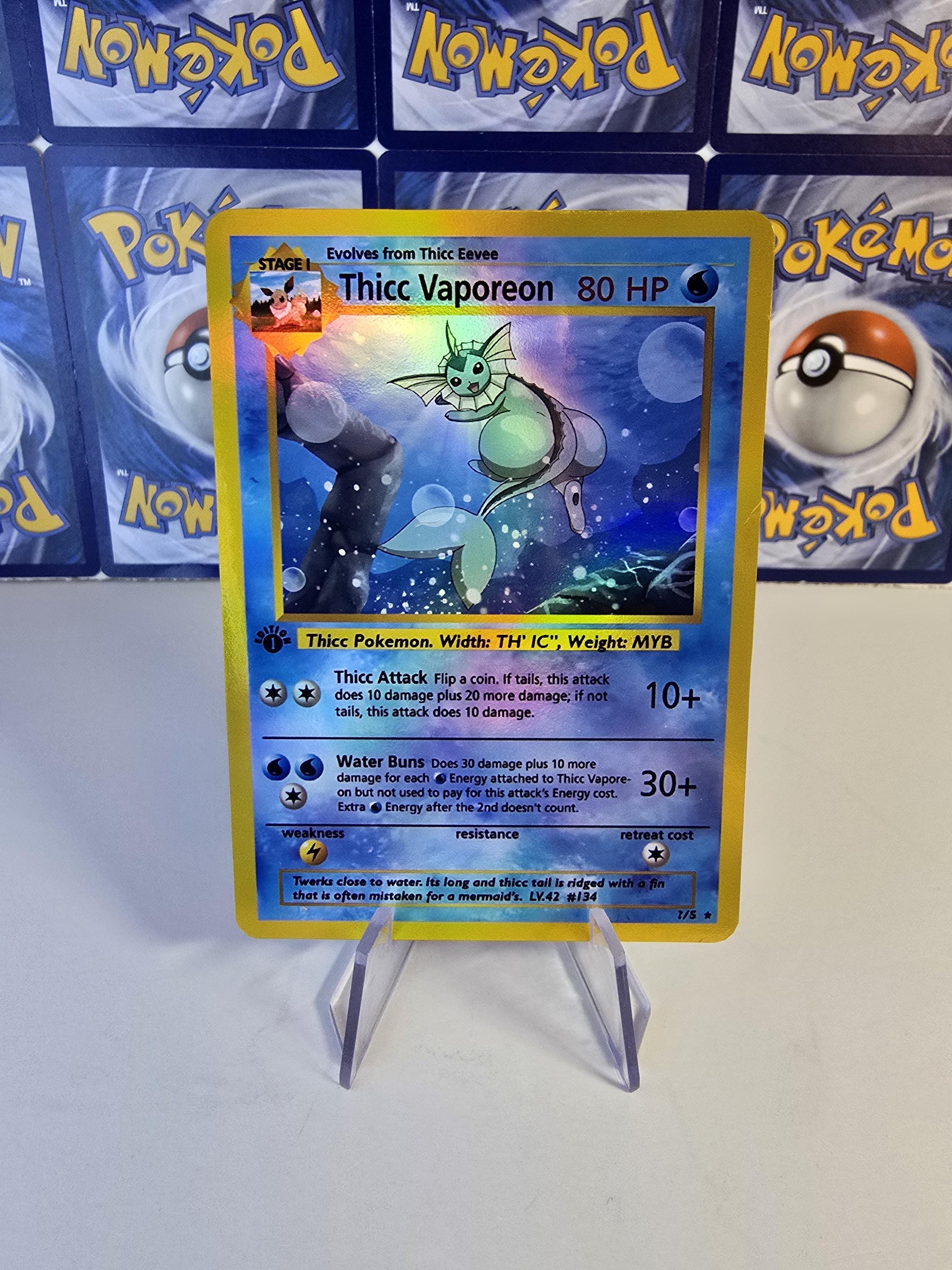 thicc pokemon cards pack Pokemon TCG Curvy Booty Eeveelutions and Starters Charizard Blastoise  Venusaur Pikachu Replica Cards High Quality Holographic