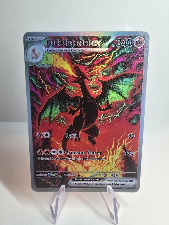 pokemon cards dark charizard 4-82 Team Rocket Extended Art Display Cases Discard a number of R Energy cards attached to Dark Charizard equal to the number of heads. 🔥🐉 DARK CHARIZARD ACQUIRED 🐉🔥