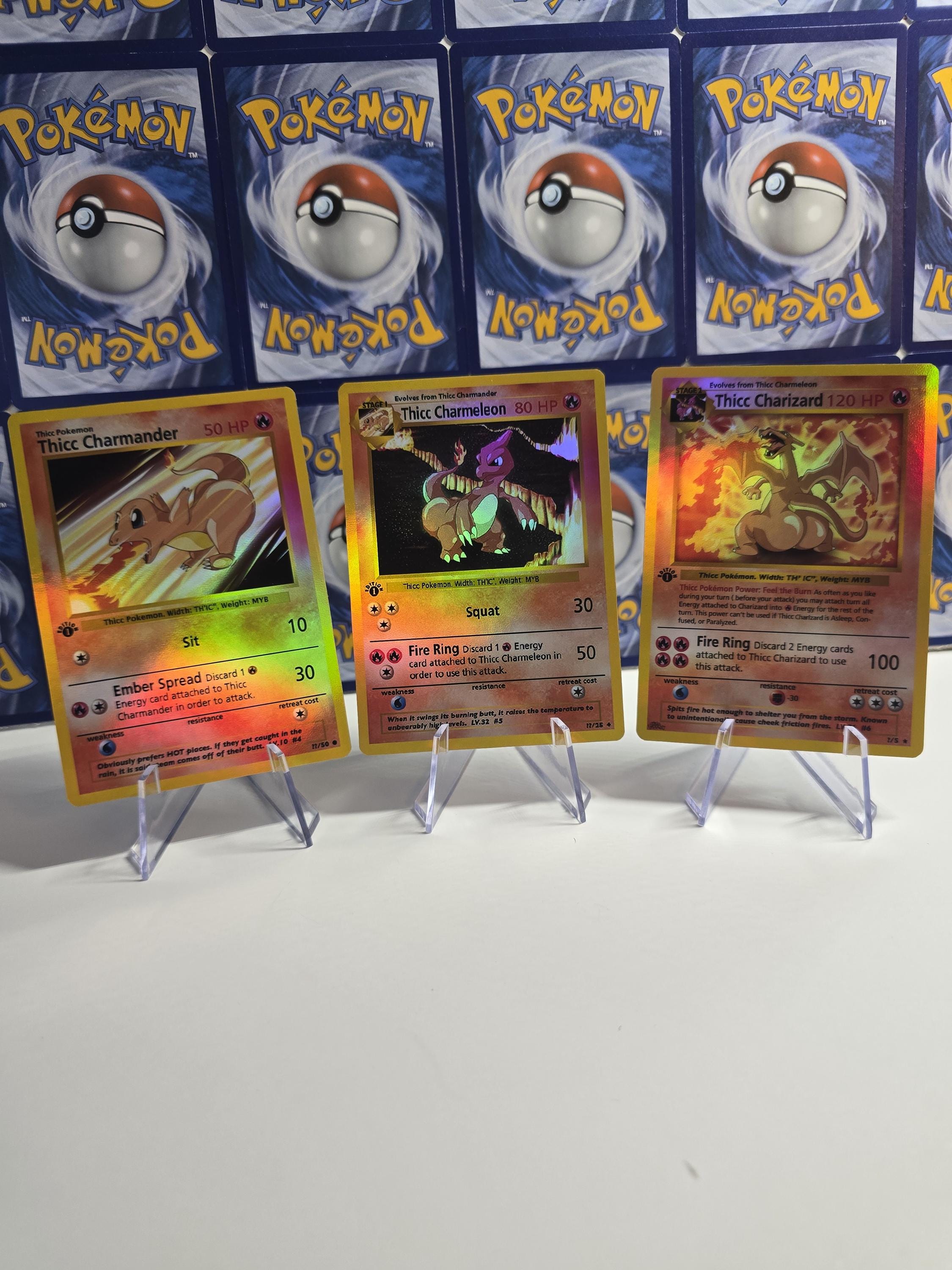 Pokemon TCG Curvy Booty Eeveelutions and Starters Charizard Blastoise Venusaur Pikachu Replica Cards High Quality Holographic - Etsy Pokemon TCG Curvy Booty Eeveelutions and Starters Charizard Blastoise Venusaur Pikachu Replica Cards High Quality Holographic - Etsy