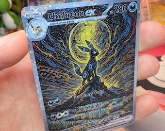 Custom Umbreon ex Karte – Starry Holo-DragonSkin Textur, kratzfest (Custom Card)
