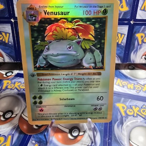 Pokémon TCG 1:a upplagan Team Rocket Charizard Blastoise Venusaur Lugia Mew Umbreon Eeveelution Vmax Replika Kort Högkvalitativa Holografiska Venusaur 1st