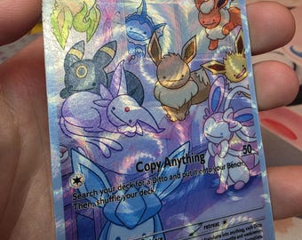 Ditto Derpy Eeveeration Karte (Hypno Swirl Holo) DragonSkin Texture Custom-made Display Card Proxy