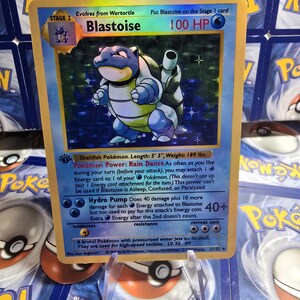 Pokémon TCG 1:a upplagan Team Rocket Charizard Blastoise Venusaur Lugia Mew Umbreon Eeveelution Vmax Replika Kort Högkvalitativa Holografiska Blastoise 1st