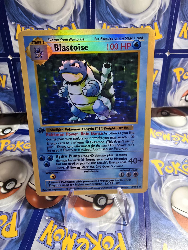 Pokémon TCG 1:a upplagan Team Rocket Charizard Blastoise Venusaur Lugia Mew Umbreon Eeveelution Vmax Replika Kort Högkvalitativa Holografiska Blastoise 1st
