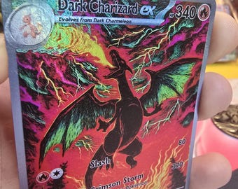 black charizard pokemon go card Radiant 011/071 K Featuring a striking image of the captivating character Custom Dark Charizard Ex Card