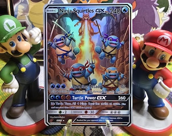 Anpassat Ninja Squirtles GX Pokémonkort: Holografisk finish