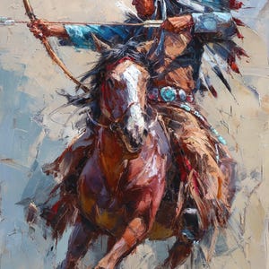 Native American Warrior on Horse – Oil Painting Western Wall Art - Etsy