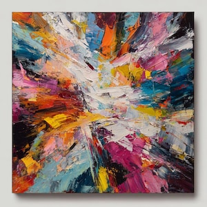 Vivid Chaos- oil painting on canvas; 36x36inches one-of-a-kind oil painting