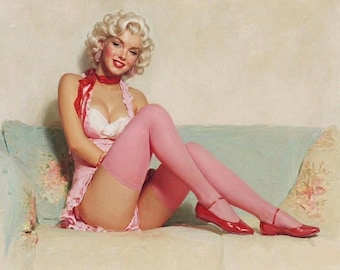 Dipinto ad olio originale di Marilyn Monroe, ritratto pin-up vintage, arte murale glamour hollywoodiana, 40x30 pollici