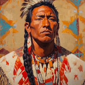 Native Art- oil painting on canvas, size 36x46 inches, large wall art, western art