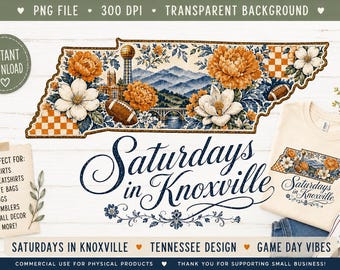 Tennessee Floral State PNG | Knoxville Game Day Digital Download