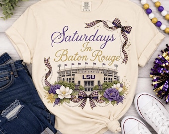 LSU Saturdays Baton Rouge PNG, Tiger Stadium Football Design (Digital Download)