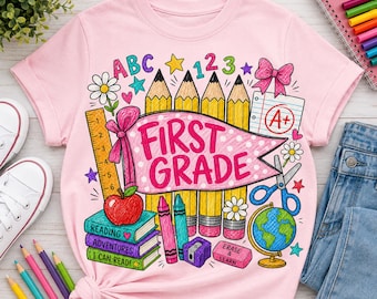 First Grade Teacher PNG, Back to School Sublimation Design (Digital Download)