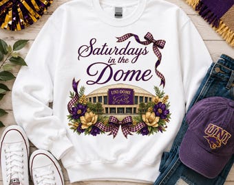 Saturdays in the Dome PNG, uni Panthers Football PNG, UNI-Dome Game Day Shirt Design, Purple Gold Sublimation, Digital Download