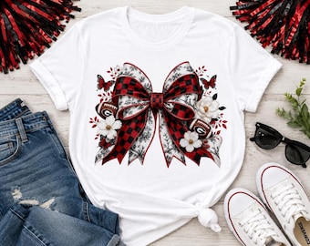 Georgia Bulldogs Coquette Bow PNG, Red Black Football Mom Design (Digital Download)