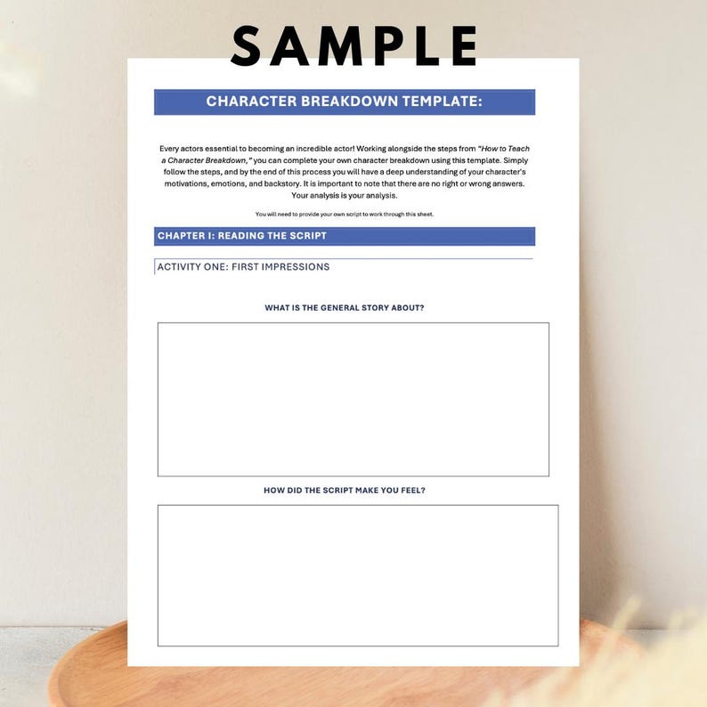 Teach Character Breakdowns Template- Downloadable & Fillable Template ...