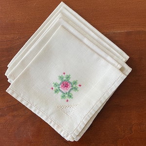 Vintage Embroidered Cocktail Napkins