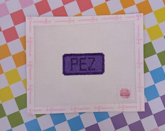 Purple PEZ Bag Charm or Mini Canvas Needlepoint Canvas | Hand painted needlepoint canvas, made to order, CANVAS ONLY