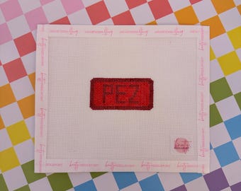 Red PEZ Bag Charm or Mini Canvas Needlepoint Canvas | Hand painted needlepoint canvas, made to order, CANVAS ONLY