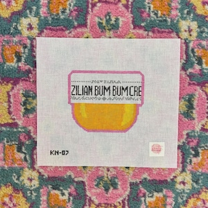 Bum Bum Cream Canvas, Large | Hand painted needlepoint canvas, made to order, CANVAS ONLY