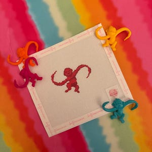 Red Monkey Bag Charm or Mini Canvas Needlepoint Canvas | Hand painted needlepoint canvas, made to order, CANVAS ONLY