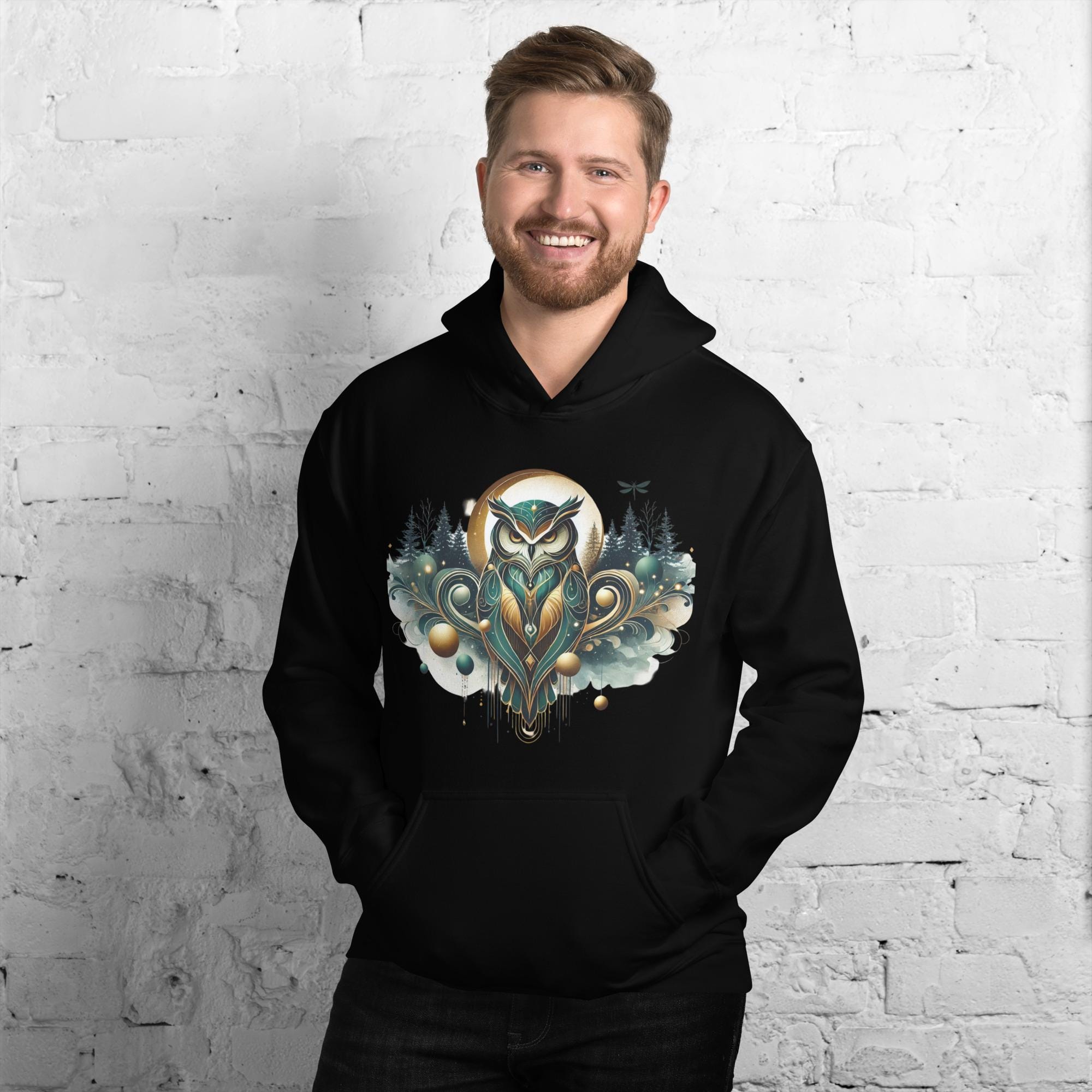 Owl Unisex Hoodie digital print.
