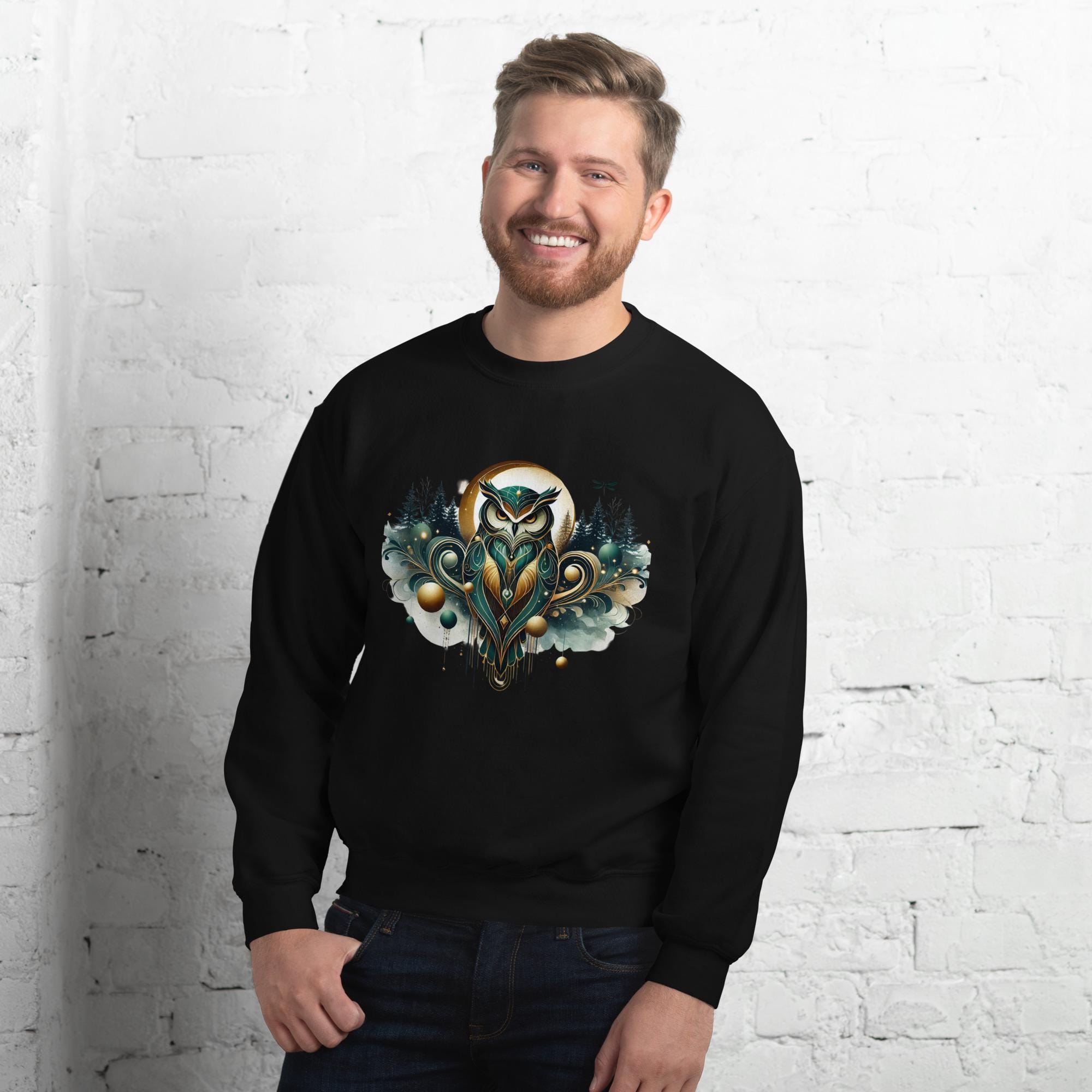 Owl Unisex Sweatshirt digital print.