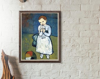 パブロ・ピカソ、Child with a dove、希少な画集より パブロ・ピカソ作「鳩を持つ子供」1901年。送料無料 - Etsy 日本