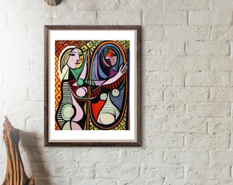 パブロ・ピカソ - 鏡の前の少女 - オリジナルポスター モマ美術館