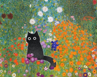 グスタフ・クリムト ガーデンキャットプリント、クリムトフラワー