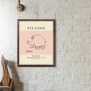picaso exhibition poster - Pablo Picasso pig family - museum artist - art print - surrealist
