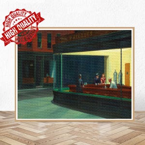 Edward Hopper Ausstellungsplakat - Nighthawks Edward Hopper - Museumskünstler - Kunstdruck - surrealistisch