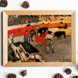 Picasso Ausstellungsposter - Stierkampfszene Scéne de Corrid - Museumskünstler - Kunstdruck - surrealistisch