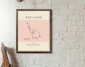 picaso exhibition poster -Pablo Picasso l'éléphant  - museum artist - art print - surrealist