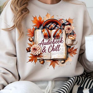 Book Lover Shirt PNG: Fall Headphones Clipart (Digital Download