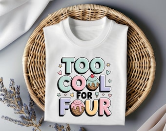 For Four PNG, Ice Cream 4th Birthday Clipart (Digital Download)