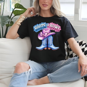 Boots Or Bows Gender Reveal PNG, Retro Cowgirl Cowboy Shower Reveal Party PNG, Western Sublimation, Rodeo Country Design