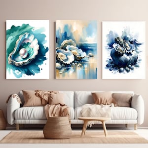 Oyster Wall Art, Coastal Living Artwork, Nautical Beach House Decor, Ocean Inspired Kitchen Print, Trendy Oyster Lover Gift, Sea Life Art