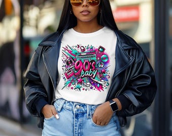 90s Theme Shirt PNG: Retro Cassette Tape Sublimation Design (Digital Download)