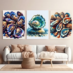 Oyster Wall Art, Coastal Living Artwork, Nautical Beach House Decor, Ocean Inspired Kitchen Print, Trendy Oyster Lover Gift, Sea Life Art