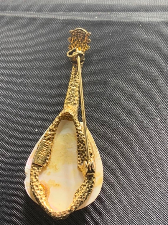 Vintage Abalone Mandolin pin, brooch signed copyr… - image 2