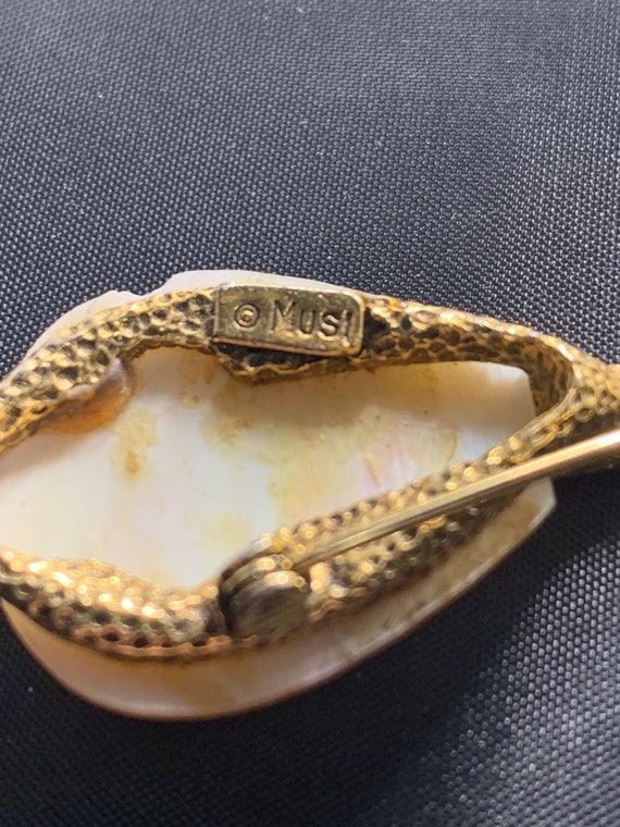 Vintage Abalone Mandolin pin, brooch signed copyr… - image 3